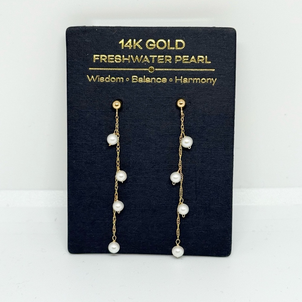 NEW 14K Gold Natural Pearl Earrings